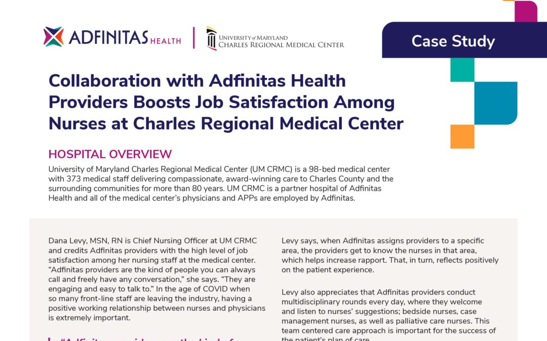 Collaboration with Adfinitas Health  Providers Boosts Job Satisfaction Among  Nurses at Charles Regional Medical Center