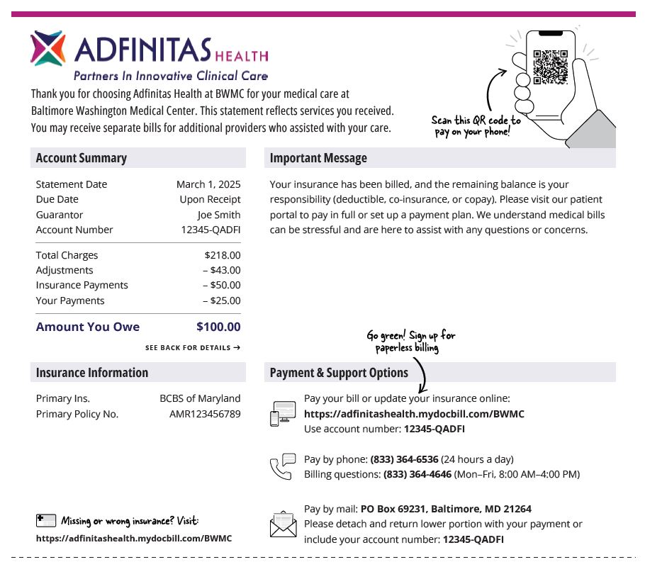 Adfinitas Health Sample Bill Zotec